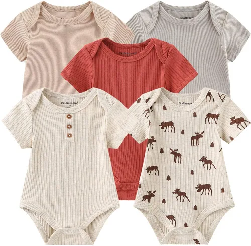 Vista 16 de Kiddiezoom Mameluco unisex de algodón de una pieza para bebé recién nacido, 5