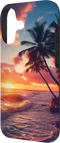 Vista 2 de Palm Tree Sunset Tropical Boho Beach Aesthetic Vacation Case for iPhone 17