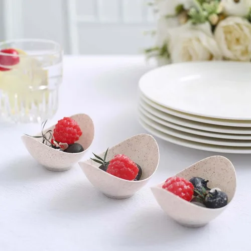Vista 5 de Efavormart - Paquete de 24 tazas de postre de fibra de trigo ecológicas de 3 pulgadas, cuencos biodegradables para helado