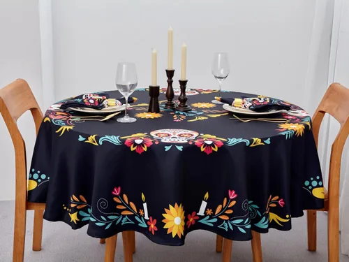 Vista 2 de YiHomer Día de los Muertos - Mesa de Halloween – Máscara de esqueleto floral Dia De Los Muertos, fiesta mexicana del Cinco de Mayo, fiesta mexicana