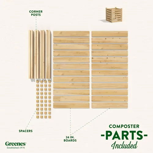 Vista 5 de Greenes Fence Compostador de madera de cedro, 24 pulgadas de ancho x 24 pulgadas de largo x 31 pulgadas de alto/77.3 galones - Fabricado en Estados