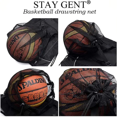 Vista 5 de STAY GENT - Mochila con cordón de baloncesto para niños, mochila de fútbol plegable, bolsa de gimnasio, mochila deportiva con bolsa de malla