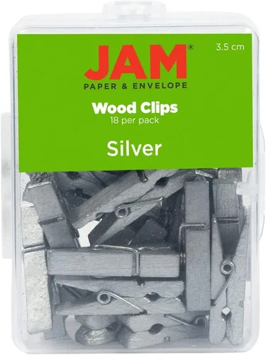 Vista 22 de JAM Papel® Mini Madera Ropa Pin Clips – 1 1/8" & 7/8 – 50 por caja, Blanco