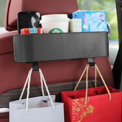 Vista 6 de BELOMI Organizador de reposacabezas del asiento trasero del automóvil con portavasos, caja de almacenamiento colgante del respaldo del asiento