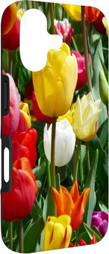 Vista 3 de Funda botánica para iPhone 17 con flores coloridas y tulipanes para amantes de las plantas