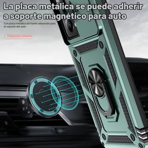 Vista 6 de Funda para Redmi Note 12 Pro, Poco X5 Pro 22101320G con protector de pantalla de vidrio templado y cubierta de cámara deslizante, anillo magnético
