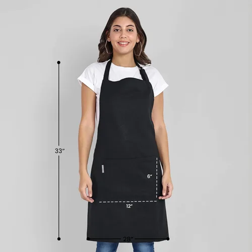 Vista 5 de Delantal de chef, delantal de cocina de algodón reciclado con un cuello ajustable con lazos largos, para cocinar, hornear