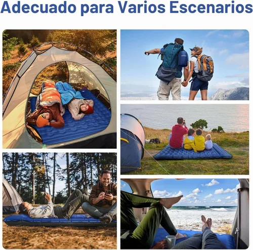Vista 7 de OGERY Colchoneta de dormir para campamento, almohadilla de dormir reforzada extra gruesa de 6 pulgadas con almohadas y bomba de pie integrada Azul