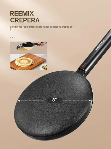 Vista 2 de Máquina eléctrica de crepé, máquina portátil de 8 pulgadas con placa de inmersión antiadherente, control automático de temperatura, sartén