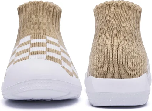 Vista 3 de MORENDL Zapatos de calcetín para caminar para bebé, 2 pies pequeños, pantuflas para niños pequeños, niñas y niños, suela suave, antideslizante