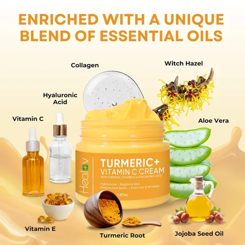 Vista 6 de Crema facial de cúrcuma para rostro y cuerpo, loción iluminadora de piel de cúrcuma totalmente natural, limpia la piel, combate el acné, unifica
