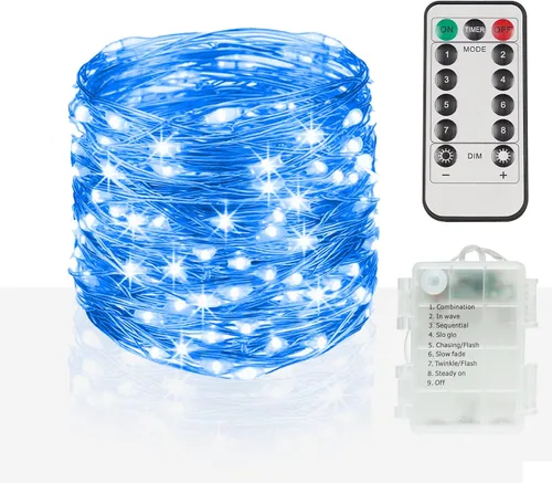 Vista 12 de SUDDUS Luces de Hadas de 16 pies con 50 LED y 22 clips, funciona con batería/USB, luces parpadeantes para fotos con control remoto y temporizador