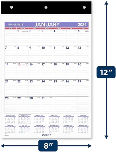 Vista 2 de AT-A-GLANCE - Calendario mensual de pared 2024 de 11 x 8 pulgadas (PM09RP-28-24)