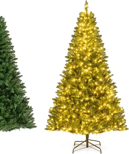 Vista 11 de DREAMADE Árbol de Navidad blanco de 6 pies, árbol de Navidad artificial de abeto sin iluminación con 650 ramas completas y base de metal plegable