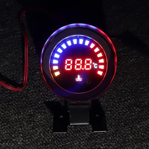 Vista 5 de Medidor de temperatura del agua, 2 pulgadas, 2.047 in, redondo, LED, digital, 12 V, medidor de temperatura del agua universal con sensor