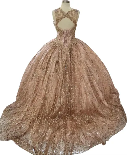 Vista 3 de Mollybridal Blingbling lentejuelas tela larga reina chal vestido de fiesta quinceañera vestidos de fiesta de cristal 2024