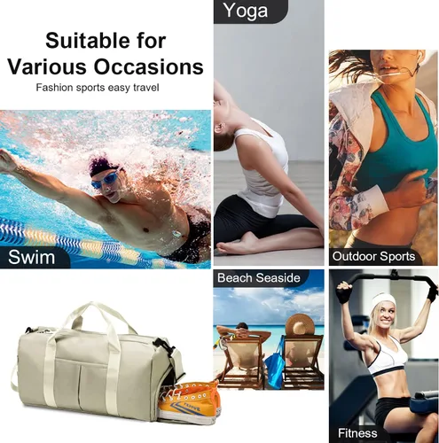 Vista 7 de ZGWJ Bolsa de viaje con relleno de hombro, impermeable, para mujeres y hombres, para natación, deportes, viajes, gimnasio, bolsa plegable