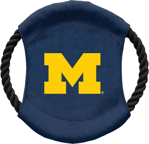 Vista 4 de Littlearth NCAA Michigan Wolverines Sock Monkey and Flying Disc - Conjunto de juguetes para mascotas, color del equipo, talla única
