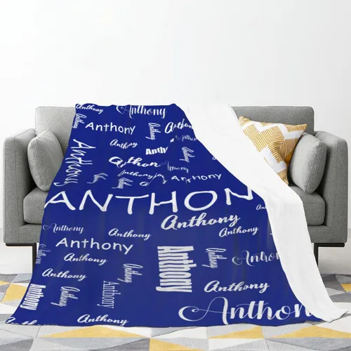 Vista 2 de Manta de bebé azul personalizada con nombre para niño, manta de bebé personalizada con nombre que recibe manta floral para bebés, recién nacidos