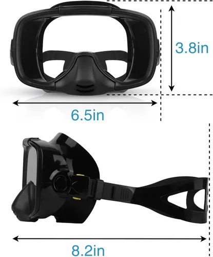 Vista 6 de Máscara de buceo con válvula de drenaje de visión amplia, adecuada para adultos, buceo antivaho, botón lateral ajustable rápido, buceo libre