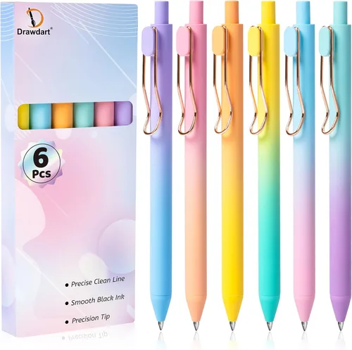 Vista 9 de Drawdart Bolígrafos de escritura suave, 12 unidades que no se corren ni manchan, punta fina de tinta negra (0.020 in), bolígrafos estéticos