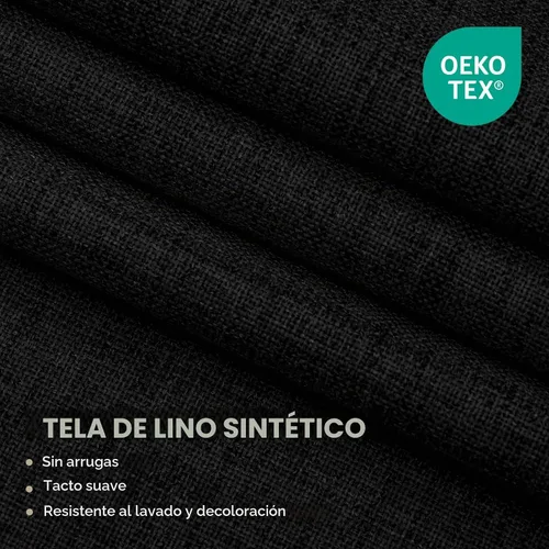 Vista 4 de Joydeco Cortinas negras 100% opacas para dormitorio, oscurecimiento de habitación, aislamiento térmico, cortinas cortas texturizadas con ojales