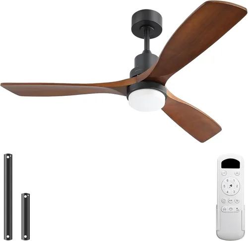 Vista 26 de Sofucor - Ventilador de techo de 52 pulgadas sin luces, moderno, de madera maciza, con control remoto, 5000 CFM de alto flujo de aire, motor CC