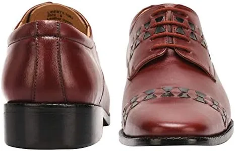 Vista 4 de LIBERTYZENO Zapatos de vestir Oxford con cordones de cuero genuino con estampado animal para hombre