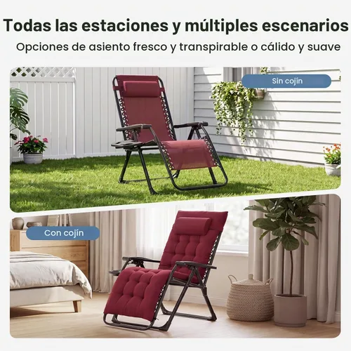 Vista 4 de DUMOS Silla de gravedad cero, silla de descanso para exteriores con Rojo