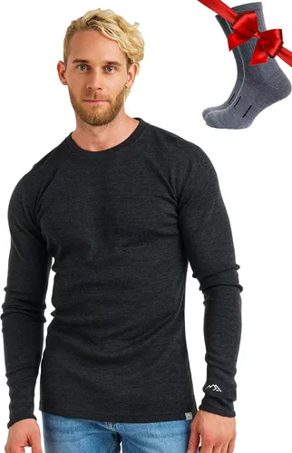 Vista 34 de 100% Merino Wool Base Layer Mens - Long Sleeve Thermal Shirts with Socks .320 negro
