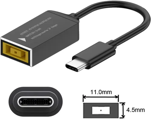 Vista 2 de CY Cable rectangular Jack Thinkpad X1 Entrada a USB-C Tipo-C Cable de carga para teléfono portátil PD9V 5V 20V
