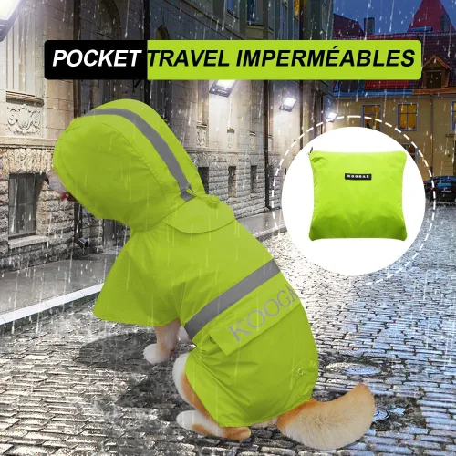 Vista 3 de Chaqueta Impermeable para Perros Poncho Ropa para Perros Impermeable para Mascotas para Perros de Tamaño Pequeño a Mediano (Amarillo Fluor, 2XL)