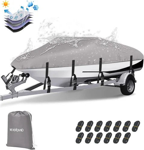 Vista 14 de Cubierta para barco 17-19 pies Fundas impermeables para barco Compatibles con bass, V-Hull y Tri-Hull, pesca y esquí, Runabout Bowrider, 17' 18' 19