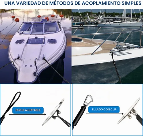 Vista 5 de Accesorios para barco de línea de muelle bungee - Pontón, moto acuática, accesorios de kayak con clip de acero inoxidable 316