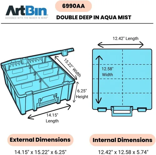 Vista 2 de ArtBin 6990AA Super Satchel Caja de almacenamiento de doble profundidad con 8 compartimentos extraíbles - Almacenamiento de arte con cierre