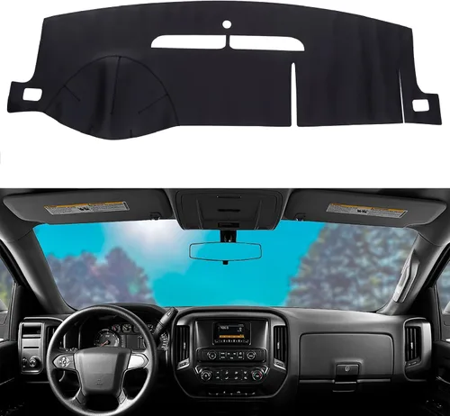 Vista 14 de Alfombrilla de salpicadero de cuero con protección solar compatible para 99-06 Chevy Silverado GMC Sierra, 00-06 Chevy Suburban Tahoe GMC Yukon/XL