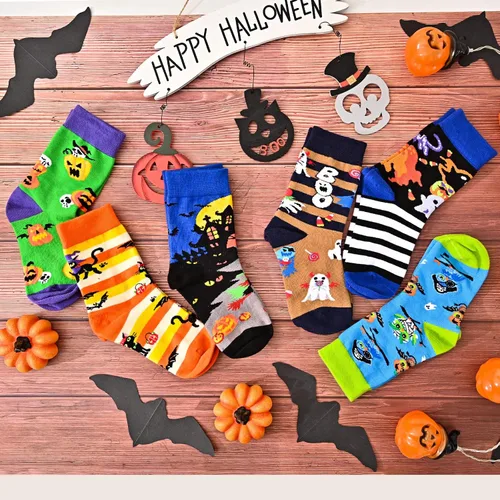 Vista 8 de Dsia Zamur Calcetines para niños y niñas, paquete de 4 a 6 unidades + caja de regalo, novedosos calcetines de pantorrilla coloridos para niños de 2