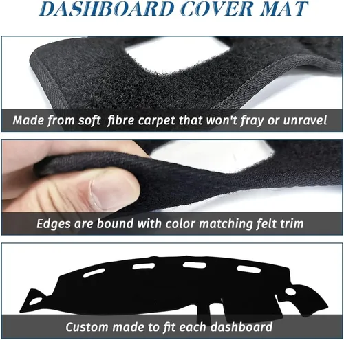 Vista 3 de Cubierta del Tablero Alfombrilla Tapete Compatible con Dodge Ram 1500 2500 3500 de 1998 1999 2000 2001 (Negro)