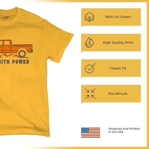 Vista 160 de Tee Hunt Camisetas gráficas y camisetas sin mangas para hombre Roll with Power Pickup Truck