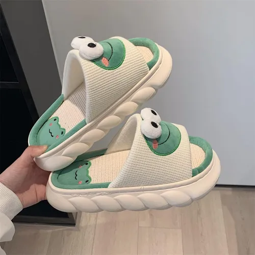 Vista 3 de heyheyshine Pantuflas de rana para mujer pantuflas kawaii para mujer muñecas de dibujos animados pantuflas kawaii lindas pantuflas para mujer