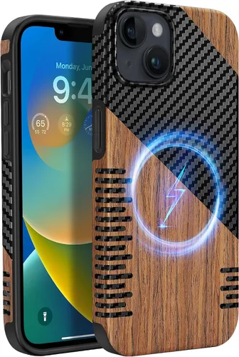 Vista 30 de Funda magnética ZZDZZ compatible con iPhone 14 Plus [Compatible con Magsafe] Diseño de cuero premium TPU híbrido a prueba de golpes (Negro)