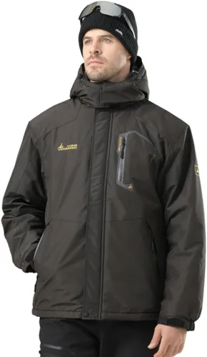 Vista 2 de Chaqueta de esquí para hombre, impermeable, cálida, abrigo de nieve de invierno para senderismo M-negro