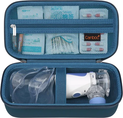 Vista 15 de Canboc Estuche de viaje para nebulizador inhalador portátil de mano, nebulizador de compresión para el hogar para adultos y niños, bolsillo de malla