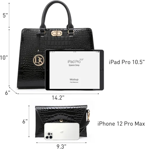 Vista 4 de Dasein Bolsos de Mano para Mujeres Carteras Bolsos de Trabajo para Damas Cartera Satchel Tote con Asa Superior Bolsos de Hombro con Clutch a Juego