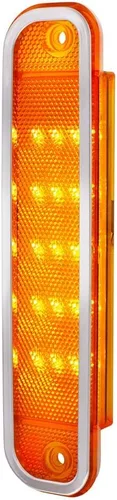Vista 3 de United Pacific 15 luces LED ámbar con borde de acero inoxidable, compatible con Chevrolet Truck 1973-80
