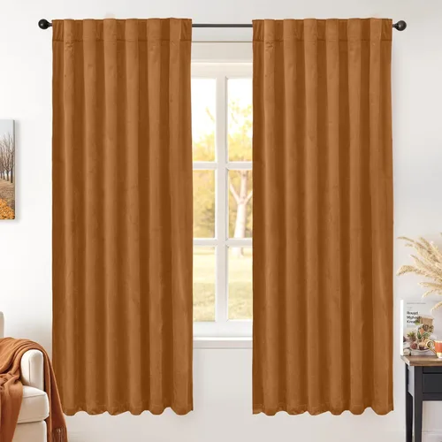 Vista 36 de BGment Cortinas de terciopelo rosa polvoriento, 2 paneles de 84 pulgadas, 2 paneles para sala de estar, aislamiento térmico de lujo, reducen
