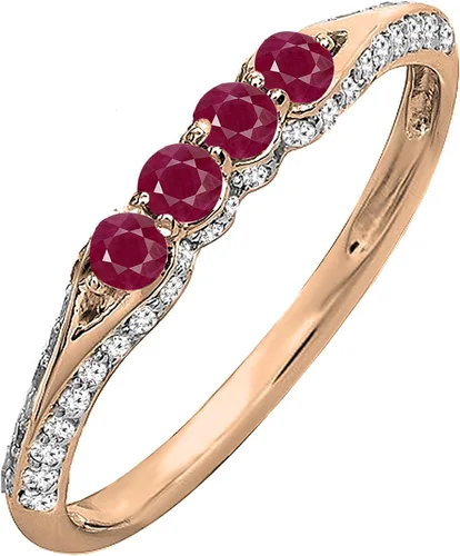 Vista 7 de Dazzlingrock Collection Anillo de boda redondo de rubí y diamante blanco apilable para mujer en oro