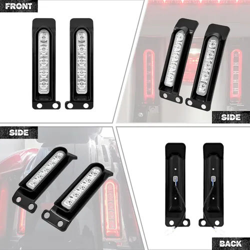 Vista 8 de Insertos de soporte para alforjas LED, panel de relleno para luz auxiliar del guardabarros, luces de freno y cola para Harley Electra Glide Road