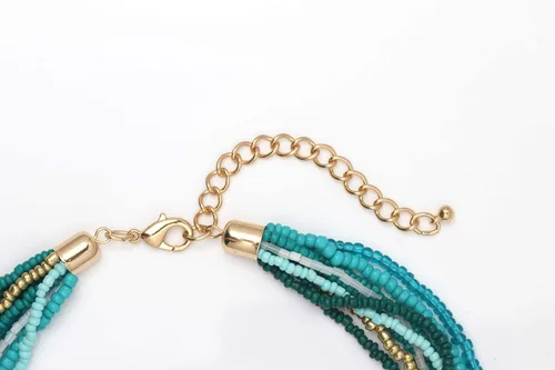 Vista 5 de Coiris Collar de cuentas coloridas de múltiples hebras con colgante de concha de círculo grande para mujer