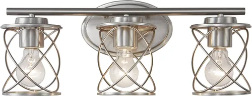 Vista 23 de mavcadonf Luces de Tocador de Baño de 2 Luces, Lámparas de Baño sobre el Espejo, Luz de Tocador Dorado Cepillado, Luces de Pared de Estilo Rústico